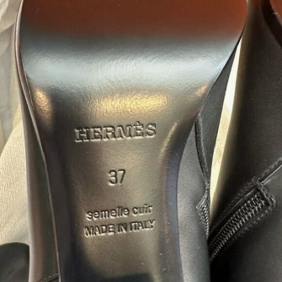 NIB HERMES Saint Germain Leather Women Ankle Boot Black BRAND NEW Size 37 EU - Picture 7 of 10